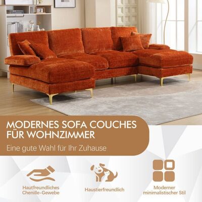 AUTREMENT Canapé dangle en velours orange en forme de U pour quatre personnes O.Ye / Fauteuil inclinable deux places / Convient pour le sal Orange - Publicité AUTREMENT Canapé dangle en velours orange en forme de U pour quatre personnes O.Ye / Fauteuil inclinable deux places / Convient pour le sal Orange - Publicité