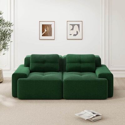 LEMONBEST Canapé 2 places en velours côtelé 204 x 104 x 69 cm Canapé moderne Design antidérapante larges mains courantes Vert Vert - Publicité LEMONBEST Canapé 2 places en velours côtelé 204 x 104 x 69 cm Canapé moderne Design antidérapante larges mains courantes Vert Vert - Publicité