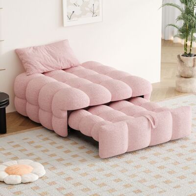 Fauteuil convertible 2 en 1 en lit simple gain de place - TCQPZ - pouf montage facile teddy rose 183 × 76 × 42 cm Rose - Publicité Fauteuil convertible 2 en 1 en lit simple gain de place - TCQPZ - pouf montage facile teddy rose 183 × 76 × 42 cm Rose - Publicité