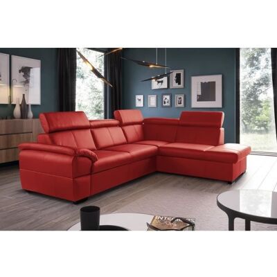 MOBILIER PRIVE Canapé dangle convertible en cuir italien luxe - Rouge foncé - 5/6 places - avec coffre - Angle droit (vu de face) – TONY Rouge - Publicité MOBILIER PRIVE Canapé dangle convertible en cuir italien luxe - Rouge foncé - 5/6 places - avec coffre - Angle droit (vu de face) – TONY Rouge - Publicité