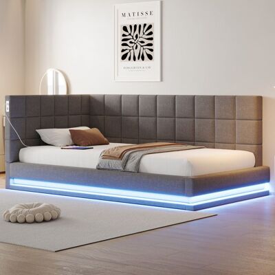 OEM Canapé-lit multifonction - Rembourré en lin - Dimensions 206x97x63 cm - Bandes lumineuses LED - Contrôle via téléphone Gris - Publicité OEM Canapé-lit multifonction - Rembourré en lin - Dimensions 206x97x63 cm - Bandes lumineuses LED - Contrôle via téléphone Gris - Publicité