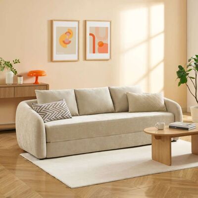 BAÏTA Canapé droit PAZ déplimousse 3 places tissu chenille beige Beige - Publicité BAÏTA Canapé droit PAZ déplimousse 3 places tissu chenille beige Beige - Publicité