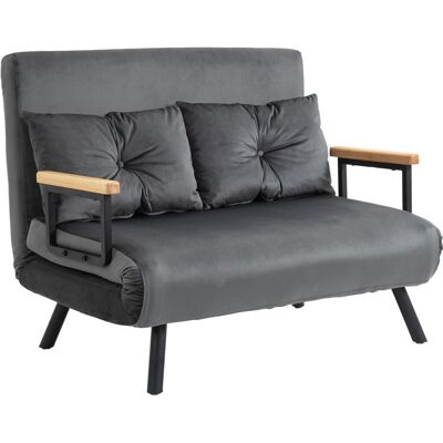 Canapé convertible 2 places - HOMCOM - dossier réglable sur 5 niveaux et 2 coussins rembourrés - pour salon chambre damis - gris Gris - Publicité Canapé convertible 2 places - HOMCOM - dossier réglable sur 5 niveaux et 2 coussins rembourrés - pour salon chambre damis - gris Gris - Publicité