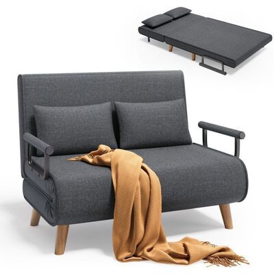Canapé Convertible - Bealife - Canapé Lit - Fauteuil 2 Place - 2 Coussin - Pied en Bois - Dossier 6 positions Gris - Publicité Canapé Convertible - Bealife - Canapé Lit - Fauteuil 2 Place - 2 Coussin - Pied en Bois - Dossier 6 positions Gris - Publicité