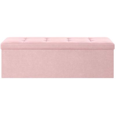 SONGMICS Banc de Rangement Repose-Pieds Pliable 38 x 110 x 38 cm Coffre Pouf pour Salon Chambre Entrée Rose Bonbon Rose - Publicité SONGMICS Banc de Rangement Repose-Pieds Pliable 38 x 110 x 38 cm Coffre Pouf pour Salon Chambre Entrée Rose Bonbon Rose - Publicité
