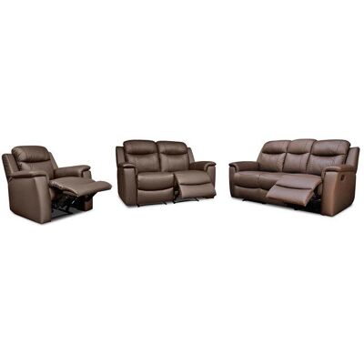 Ensemble Canapé en Cuir - Marron - 3/2/1 Places - Relax - Publicité Ensemble Canapé en Cuir - Marron - 3/2/1 Places - Relax - Publicité