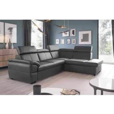 MOBILIER PRIVE Canapé dangle convertible en cuir italien de luxe - Gris foncé - 5/6 places - avec coffre - Angle droit (vu de face) – TONY Gris - Publicité MOBILIER PRIVE Canapé dangle convertible en cuir italien de luxe - Gris foncé - 5/6 places - avec coffre - Angle droit (vu de face) – TONY Gris - Publicité