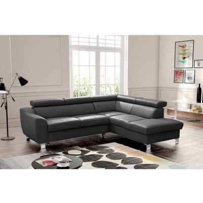 MOBILIER PRIVE Canapé dangle convertible - en cuir italien de luxe - 5 places - Gris foncé - angle droit (vu de face) – ASTRID Gris - Publicité MOBILIER PRIVE Canapé dangle convertible - en cuir italien de luxe - 5 places - Gris foncé - angle droit (vu de face) – ASTRID Gris - Publicité