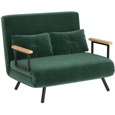 Canapé convertible 2 places HOMCOM - dossier réglable à 5 niveaux et 2 coussins - tissu effet velours - 102 x 73 x 81 cm - vert Vert - Publicité Canapé convertible 2 places HOMCOM - dossier réglable à 5 niveaux et 2 coussins - tissu effet velours - 102 x 73 x 81 cm - vert Vert - Publicité
