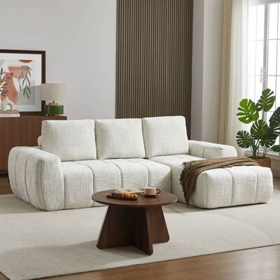 BAÏTA Canapé dangle droit compressé AUREA 4 places tissu beige Beige - Publicité BAÏTA Canapé dangle droit compressé AUREA 4 places tissu beige Beige - Publicité