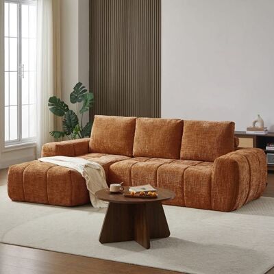 BAÏTA Canapé dangle gauche compressé AUREA 4 places tissu terracotta Marron - Publicité BAÏTA Canapé dangle gauche compressé AUREA 4 places tissu terracotta Marron - Publicité