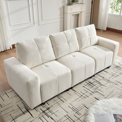 LUONIANS Canapé modulable 3 places convertible en lit une profondeur dassise généreuse jusquà 68 cm réglable en profondeur chenille Beige - Publicité LUONIANS Canapé modulable 3 places convertible en lit une profondeur dassise généreuse jusquà 68 cm réglable en profondeur chenille Beige - Publicité