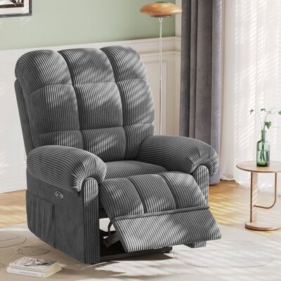 DRIPEX Fauteuil de Relax électrique en Velours CôteléFauteuil Canapé Réglable 90 à 150° pour salonchambres à coucherGris Gris - Publicité DRIPEX Fauteuil de Relax électrique en Velours CôteléFauteuil Canapé Réglable 90 à 150° pour salonchambres à coucherGris Gris - Publicité