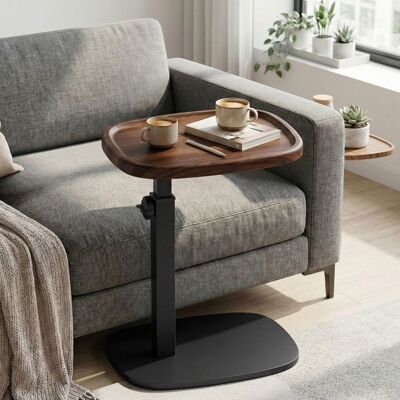 VASAGLE Bouts de canapé Réglable en Hauteur en Forme de C pour Salon ou Chambre 30 x 40 x 69 cm Marron et Noir Marron - Publicité VASAGLE Bouts de canapé Réglable en Hauteur en Forme de C pour Salon ou Chambre 30 x 40 x 69 cm Marron et Noir Marron - Publicité