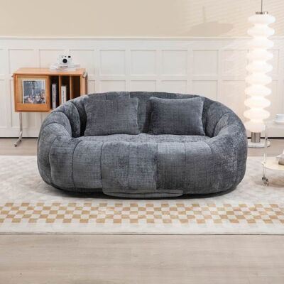 LEMONBEST Canapé pouf 2 places Lazy 150×95×63 cm en chenille gris avec 2 coussins mousse à mémoire Gris - Publicité LEMONBEST Canapé pouf 2 places Lazy 150×95×63 cm en chenille gris avec 2 coussins mousse à mémoire Gris - Publicité
