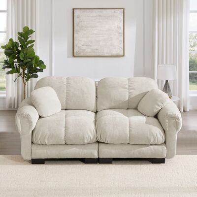 OEM Canapé 2 places - Chenille douce et durable - Couture matelassée - Coussins épais et élastiques - Dossier ergonomique Beige - Publicité OEM Canapé 2 places - Chenille douce et durable - Couture matelassée - Coussins épais et élastiques - Dossier ergonomique Beige - Publicité