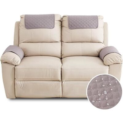 Lot de 4 housses de fauteuil 1 place réversibles et imperméables en polyester - beige / gris clair Beige - Publicité Lot de 4 housses de fauteuil 1 place réversibles et imperméables en polyester - beige / gris clair Beige - Publicité