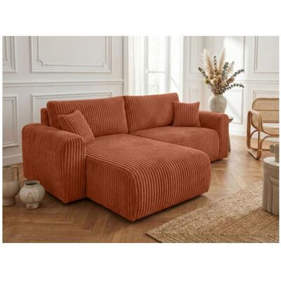 LOUNGITUDE Canapé dangle compact réversible et convertible ALYA 4 places en velours cotelé épais - Terracotta Orange - Publicité LOUNGITUDE Canapé dangle compact réversible et convertible ALYA 4 places en velours cotelé épais - Terracotta Orange - Publicité