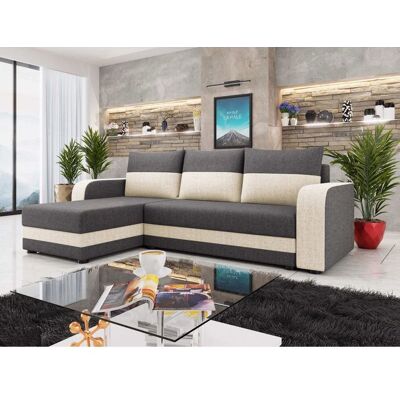 BEST MOBILIER Harvey - Canapé dangle réversible 4 places convertible avec coffre en tissu bicolore - Gris / Beige Gris - Publicité BEST MOBILIER Harvey - Canapé dangle réversible 4 places convertible avec coffre en tissu bicolore - Gris / Beige Gris - Publicité