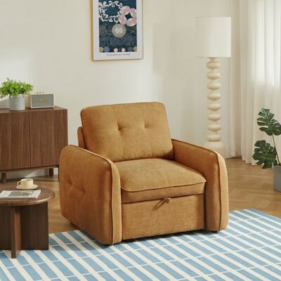 BAÏTA Fauteuil convertible IMPA 1 place tissu chenille orange Orange - Publicité BAÏTA Fauteuil convertible IMPA 1 place tissu chenille orange Orange - Publicité