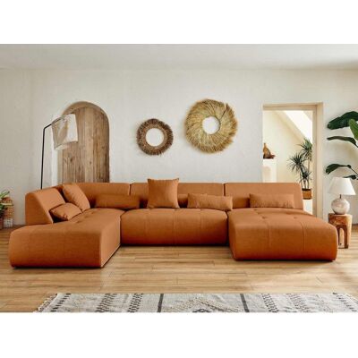 BEST MOBILIER Onyx - canapé panoramique dangle gauche 7 places - en tissu - Rouille Orange - Publicité BEST MOBILIER Onyx - canapé panoramique dangle gauche 7 places - en tissu - Rouille Orange - Publicité