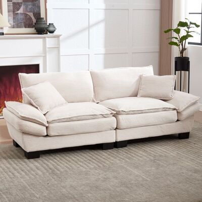 DESVIAE Canapé droit 2 places 224×81×81 cm avec 1 coussins meuble de salon velours beige Beige - Publicité DESVIAE Canapé droit 2 places 224×81×81 cm avec 1 coussins meuble de salon velours beige Beige - Publicité