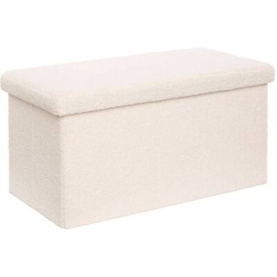 ATMOSPHERA CRÉATEUR D'INTÉRIEUR Pouf Pliable Coffre Jaiko en Bouclette Blanc 76x38cm - Atmosphera Créateur dintérieur Blanc - Publicité ATMOSPHERA CRÉATEUR D'INTÉRIEUR Pouf Pliable Coffre Jaiko en Bouclette Blanc 76x38cm - Atmosphera Créateur dintérieur Blanc - Publicité