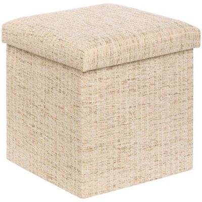 Pouf coffre pliable Olma polyester avec effet matière naturelle Atmosphera - Beige - Beige - Publicité Pouf coffre pliable Olma polyester avec effet matière naturelle Atmosphera - Beige - Beige - Publicité