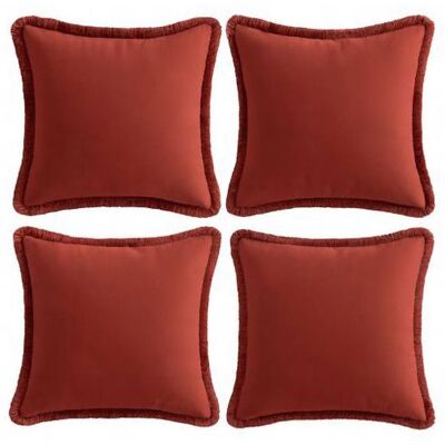 MANDIOO Housses de Coussin à Franges Boho en Coton Rouge 50x50 cm Lot de 4 - Décoration Style Farmhouse et Bohème pour Salon et Canapé Rouge - Publicité MANDIOO Housses de Coussin à Franges Boho en Coton Rouge 50x50 cm Lot de 4 - Décoration Style Farmhouse et Bohème pour Salon et Canapé Rouge - Publicité