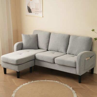 TKOPY Canapé dangle réversible 4 places moderne - Canapé Scandinave pour le salon - Mobilier de Salon - Gris - 166x118x77cm Gris - Publicité TKOPY Canapé dangle réversible 4 places moderne - Canapé Scandinave pour le salon - Mobilier de Salon - Gris - 166x118x77cm Gris - Publicité