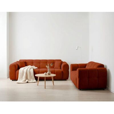 BEST MOBILIER Ray - Ensemble de canapés droits 2+3 places tissu texturé - Rouille Orange - Publicité BEST MOBILIER Ray - Ensemble de canapés droits 2+3 places tissu texturé - Rouille Orange - Publicité