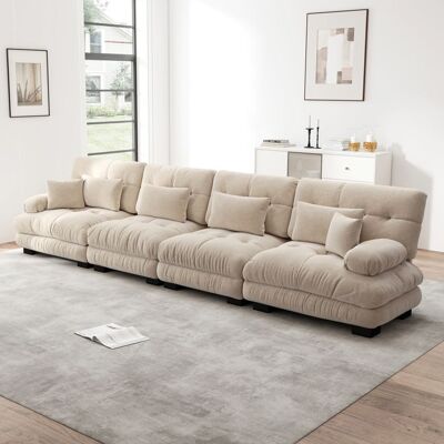 DESVIAE Canapé droit 4 places avec 6 coussins canapé rembourréchambre/ salon tissu chenille 406×77×81cm beige foncé Beige - Publicité DESVIAE Canapé droit 4 places avec 6 coussins canapé rembourréchambre/ salon tissu chenille 406×77×81cm beige foncé Beige - Publicité