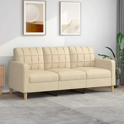 vidaXL Canapé à 3 places Crème 180 cm Tissu canapé canapé de salon canapé à trois places canapé rembourré sièges de 359101 Beige - Publicité vidaXL Canapé à 3 places Crème 180 cm Tissu canapé canapé de salon canapé à trois places canapé rembourré sièges de 359101 Beige - Publicité