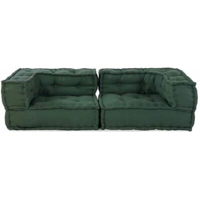 Canapé modulaire 2 places - vidaxl - 140x70x36 cm - Vert - Tissu 100% coton - Rembourrage moelleux - Modulaire - Durable Vert - Publicité Canapé modulaire 2 places - vidaxl - 140x70x36 cm - Vert - Tissu 100% coton - Rembourrage moelleux - Modulaire - Durable Vert - Publicité