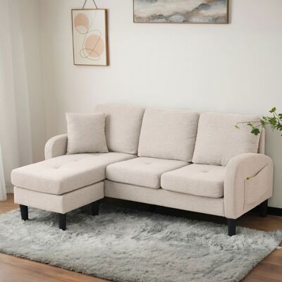 TKOPY Canapé dangle réversible 4 places moderne - Canapé Scandinave pour le salon - Mobilier de Salon - Beige - 166x118x77cm Beige - Publicité TKOPY Canapé dangle réversible 4 places moderne - Canapé Scandinave pour le salon - Mobilier de Salon - Beige - 166x118x77cm Beige - Publicité