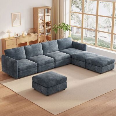 GUYII Canapé d’Angle 7 Places Modulable en Tissu Salon Scandinave avec Méridienne et Poufs Grand Canapé Confort Design Moderne Bleu - Publicité GUYII Canapé d’Angle 7 Places Modulable en Tissu Salon Scandinave avec Méridienne et Poufs Grand Canapé Confort Design Moderne Bleu - Publicité