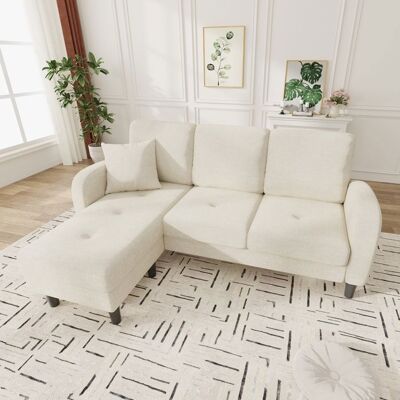 KINBERRY Canapé dangle en L 166 x 118 x 77 cm Canapé 3 places méridienne modulable tissu coton lin pour le salon et la chambre Beige Beige - Publicité KINBERRY Canapé dangle en L 166 x 118 x 77 cm Canapé 3 places méridienne modulable tissu coton lin pour le salon et la chambre Beige Beige - Publicité