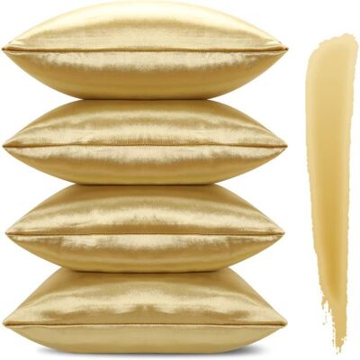 BGHYHYHI Lot de 4 housses coussin velours doré 40x40 cm fermeture invisible décoratif Jaune - Publicité BGHYHYHI Lot de 4 housses coussin velours doré 40x40 cm fermeture invisible décoratif Jaune - Publicité