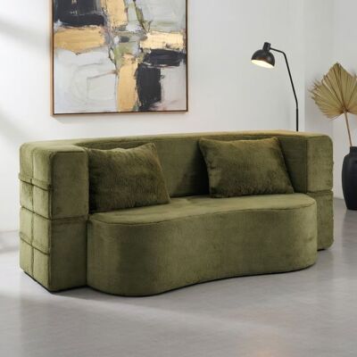 XYLO Canapé-lit futon pliable 2 places Xlyo – Vert microfibre petits espaces assemblage facile Vert - Publicité XYLO Canapé-lit futon pliable 2 places Xlyo – Vert microfibre petits espaces assemblage facile Vert - Publicité