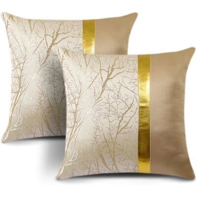 WOVTE Lot de 2 housses de coussin décoratives en fil dor ondulé dimensions 45 x 45 cm adaptées pour la maison salon canapé et chambre Jaune - Publicité WOVTE Lot de 2 housses de coussin décoratives en fil dor ondulé dimensions 45 x 45 cm adaptées pour la maison salon canapé et chambre Jaune - Publicité