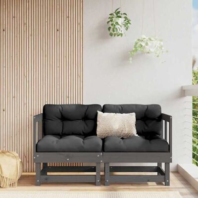 Canapés dangle avec coussins-Sofa de Salon 2 pcs gris bois de pin massif 778255 Gris - Publicité Canapés dangle avec coussins-Sofa de Salon 2 pcs gris bois de pin massif 778255 Gris - Publicité