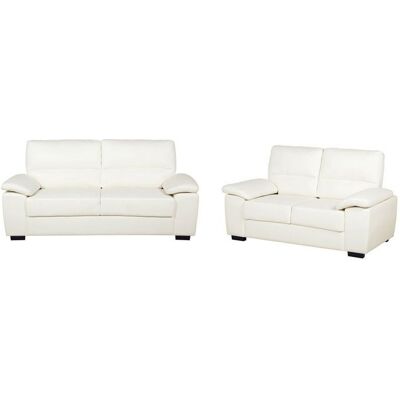 BELIANI Ensemble de canapés 2 + 3 places en cuir PU beige crème VOGAR Beige - Publicité BELIANI Ensemble de canapés 2 + 3 places en cuir PU beige crème VOGAR Beige - Publicité