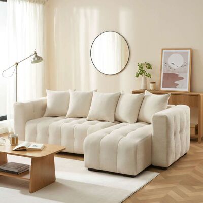 BAÏTA Canapé dangle convertible et réversible LEVIA 4 places tissu beige Beige - Publicité BAÏTA Canapé dangle convertible et réversible LEVIA 4 places tissu beige Beige - Publicité