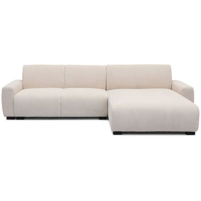 MENZZO Canapé dangle moderne 287cm Wallis Velours côtelé Crème -L287 x P161 x H71 cm Beige - Publicité MENZZO Canapé dangle moderne 287cm Wallis Velours côtelé Crème -L287 x P161 x H71 cm Beige - Publicité