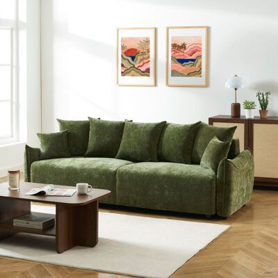 BAÏTA Canapé droit convertible OPALINE 3 places tissu vert Vert - Publicité BAÏTA Canapé droit convertible OPALINE 3 places tissu vert Vert - Publicité
