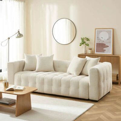 BAÏTA Canapé droit convertible LEVIA 3 places tissu beige Beige - Publicité BAÏTA Canapé droit convertible LEVIA 3 places tissu beige Beige - Publicité