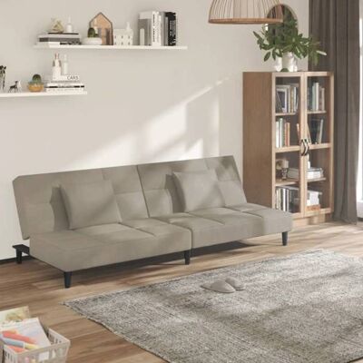 Canapé-lit 2 places - vidaXL - Gris clair - Velours - 200x845x69 cm - Convertible en lit - Cadre en bois - Publicité Canapé-lit 2 places - vidaXL - Gris clair - Velours - 200x845x69 cm - Convertible en lit - Cadre en bois - Publicité