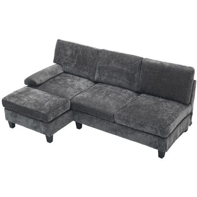 DANTEF Canapé dAngle Convertible 3 Places avec Ottoman Repose-Pieds pour Salon et Chambre - 194x118x81 cm - Gris Gris - Publicité DANTEF Canapé dAngle Convertible 3 Places avec Ottoman Repose-Pieds pour Salon et Chambre - 194x118x81 cm - Gris Gris - Publicité