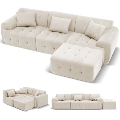 COMHOMA Canapé dangle modulable convertible 245 cm forme en L livré sous vide avec pouf ottoman - Beige Beige - Publicité COMHOMA Canapé dangle modulable convertible 245 cm forme en L livré sous vide avec pouf ottoman - Beige Beige - Publicité