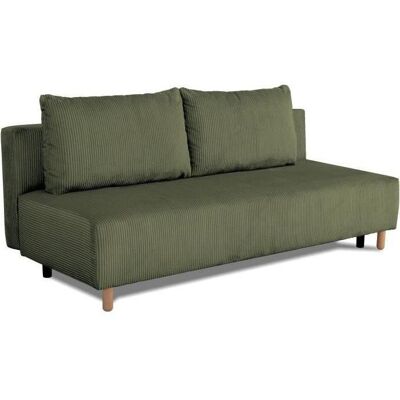 CASAPY Canapé droit convertible 3 places GINO - Velours côtelé kaki - Avec coffre - L 195 x H 89 x P 91 cm Vert - Publicité CASAPY Canapé droit convertible 3 places GINO - Velours côtelé kaki - Avec coffre - L 195 x H 89 x P 91 cm Vert - Publicité